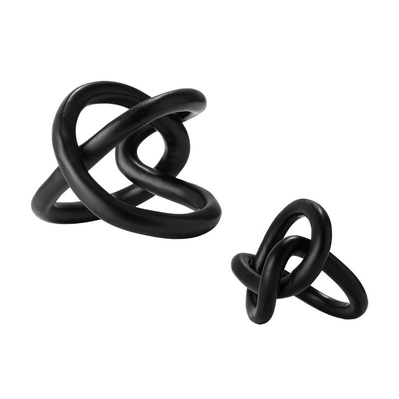 American Art Decor Infinite Curves 2-Piece Resin Table Top Knots Decor - 7.5" x 7.5", 5" x 5.75"