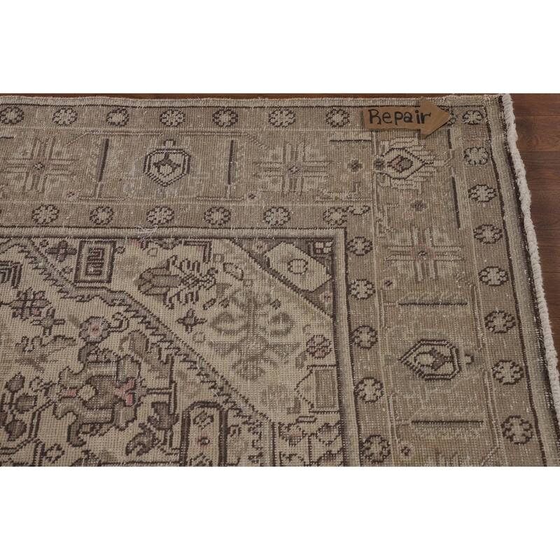 Distressed Tabriz Persian Vintage Rug Handmade Traditional Wool Carpet - 6'5"x 9'2"