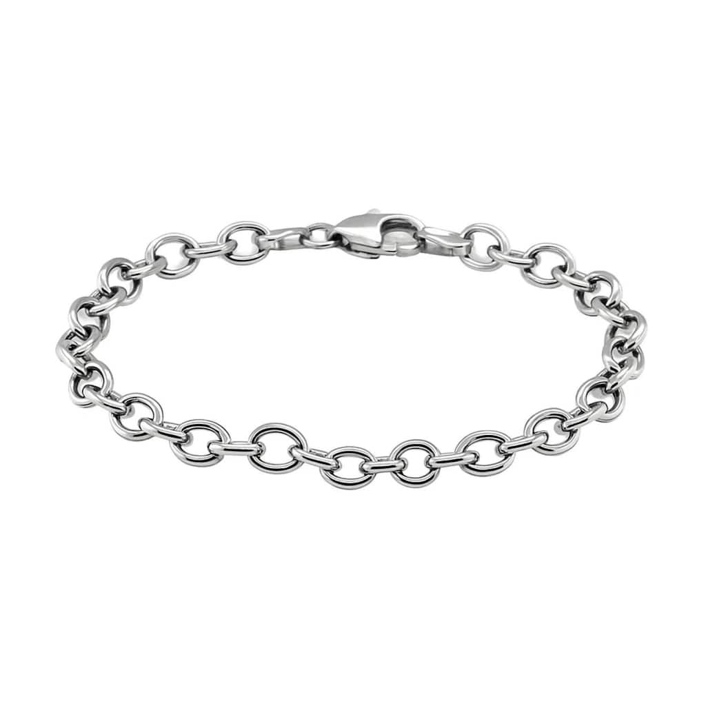 MayaMila Sterling Silver Rhodium Plated Fancy Charm Bracelet
