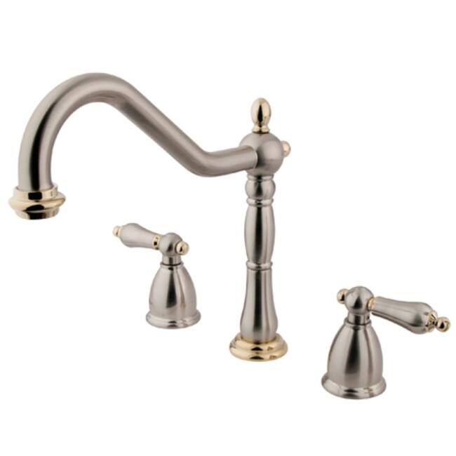 Kingston Brass Heritage Widespread Kitchen Faucet with Metal Lever