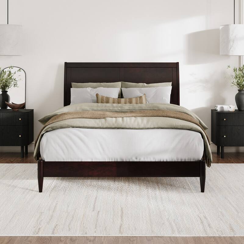 Valencia Solid Wood Low Profile Sleigh Platform Bed