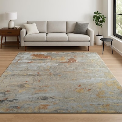 HomeRoots Abstract Contemporary Rectangle Area Rug - 120.00 in. x 96.00 in. x 0.25 in.