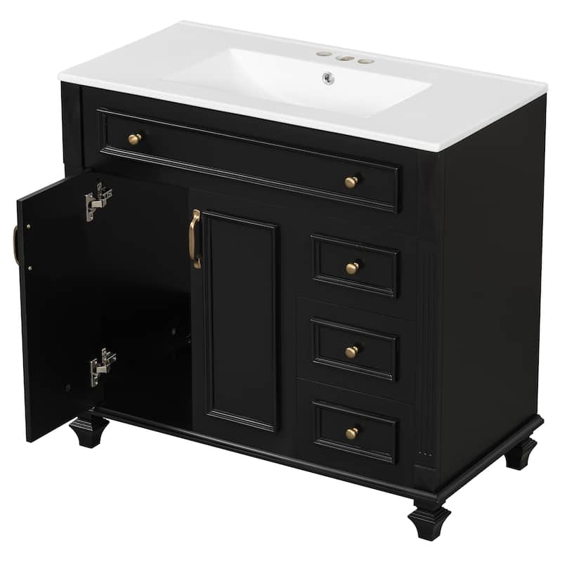 Bathroom Vanity with Sink, Bathroom Storage Cabinet with 2 Drawers, Vanity Cabinet with 1 Tip-Out Drawer and 1 Door
