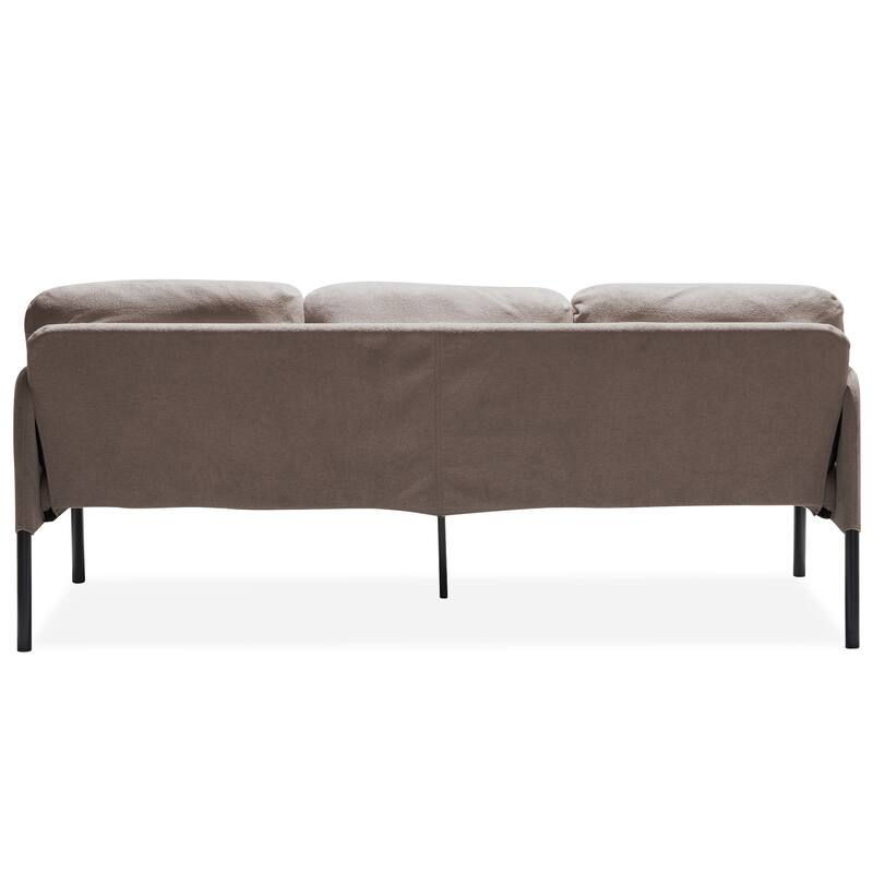 3 Seater L-Shaped Polyester Fabric Sofa with Ottoman, Modern Upholstered Sofa, Comfy Small Couches for Small Space