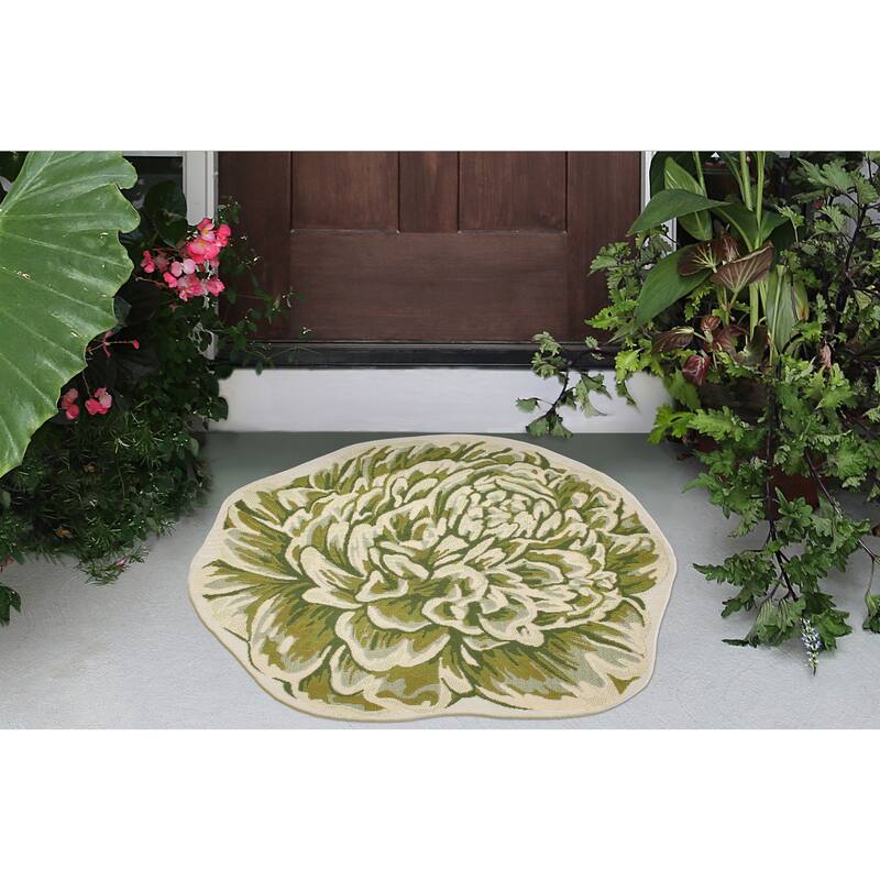 Liora Manne Esencia Mum Indoor/Outdoor Mat Green 3'3"x3'3" - 3'3"x3'3"