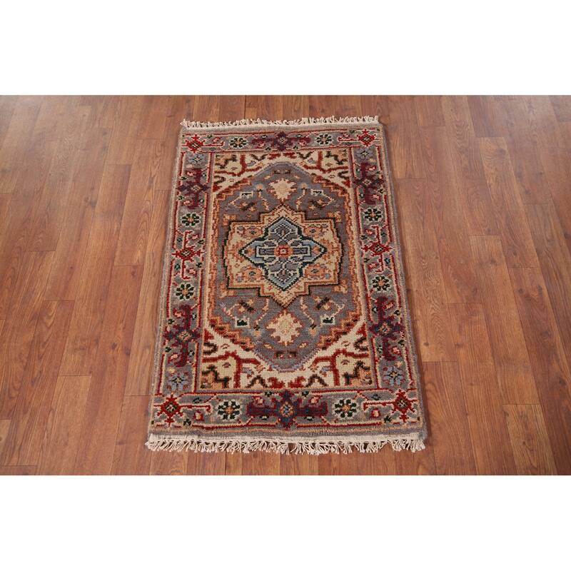 Gray Heriz Serapi Indian Accent Rug Handmade Oriental Wool Carpet - 2'0" x 3'0"