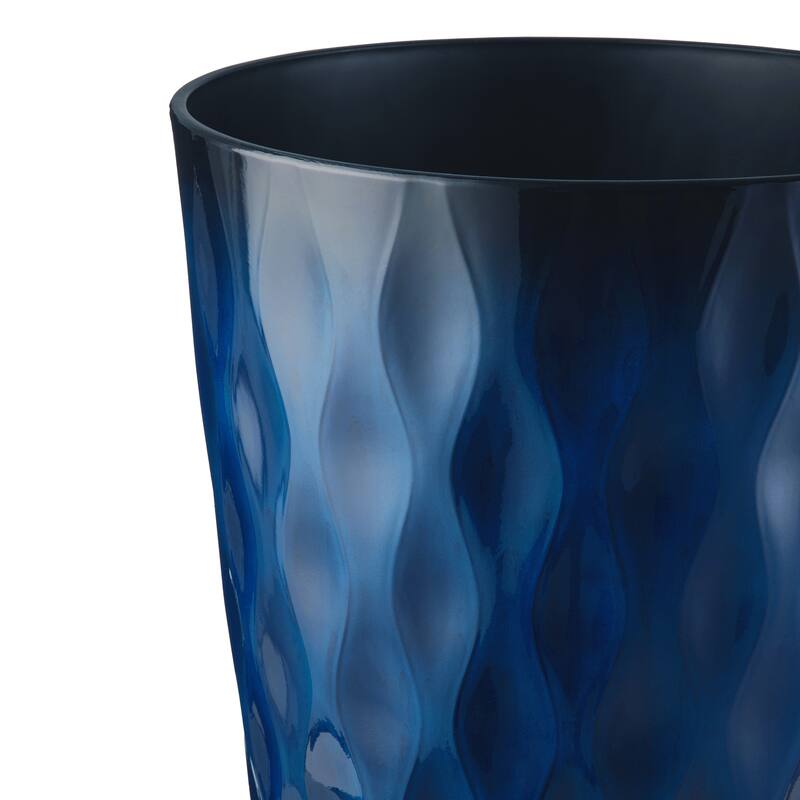 Glitzhome 23.75"H Set of 2 Oversized Wavy Texture Cobalt Blue/Turquoise/Red Tall Plastic Planter
