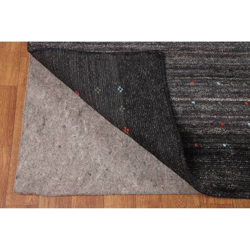 Gabbeh Oriental Rug Handmade Grey Silk Carpet - 9'0" x 12'1"