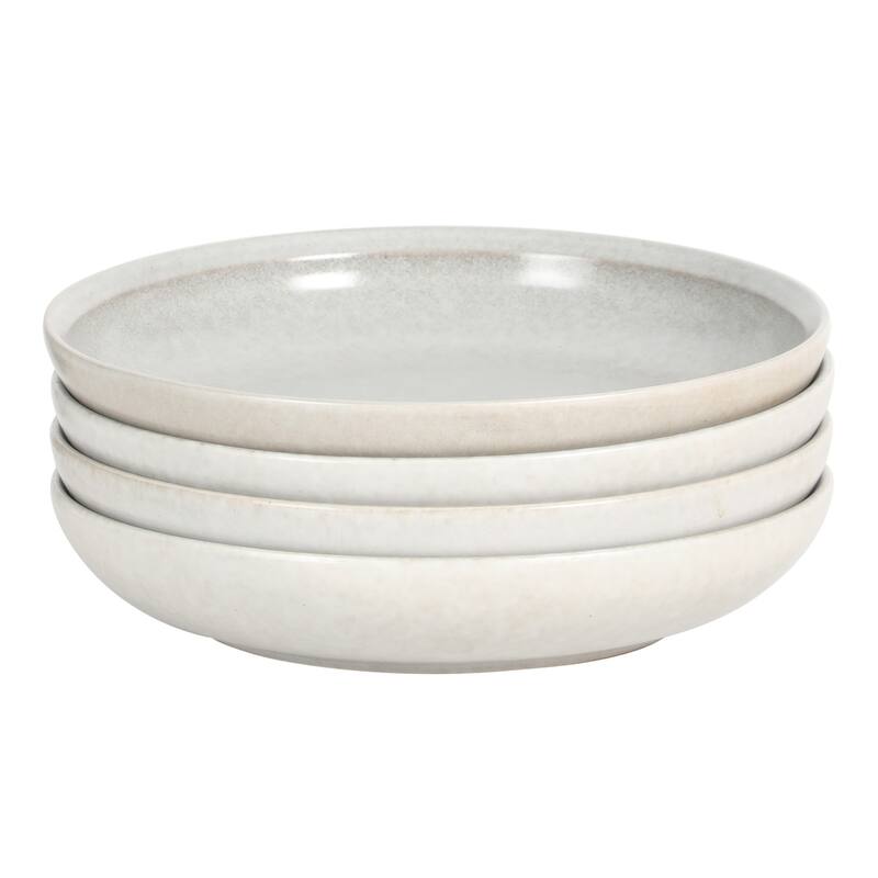 Gibson Elite Beckett 4-Piece Dinner Bowl Set - Reactive Glaze Stoneware - Shallow Pasta Bowls
