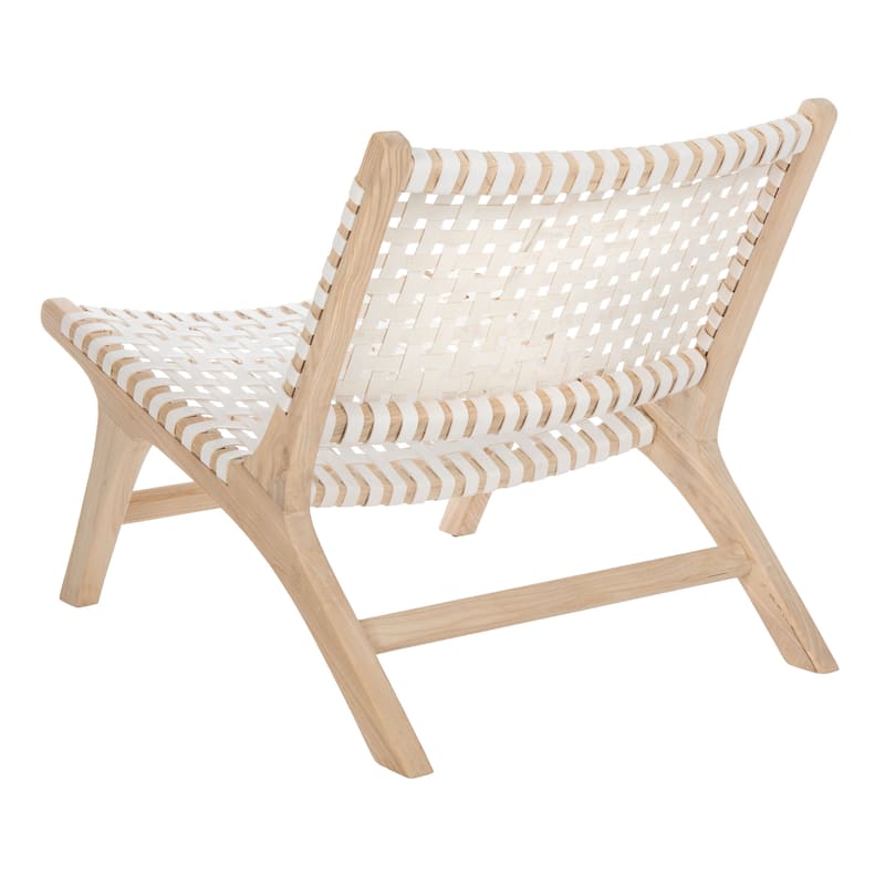 SAFAVIEH Theodora Leather Woven Accent Chair - 25.2" W x 31.5" L x 26.8" H - 25Wx31Dx27H