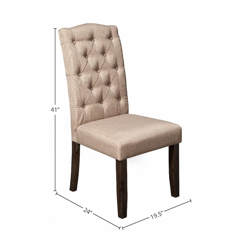 Alpine Furniture Set of 2 Button Tufted Parson Chairs - Salvaged Grey - 19.5"Wx24"Dx41"H