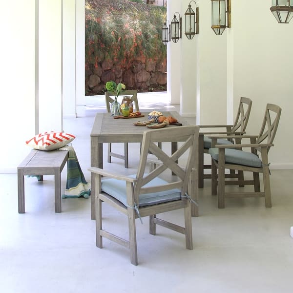 slide 2 of 22, Cambridge Casual West Lake 6-piece Patio Dining Set Weathered Gray/Blue Spruce Cushion