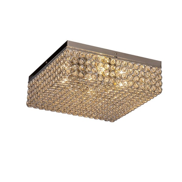 4 Light 13 Chrome Unique Square Geometric Crystal Flush Mount Overstock 31955222