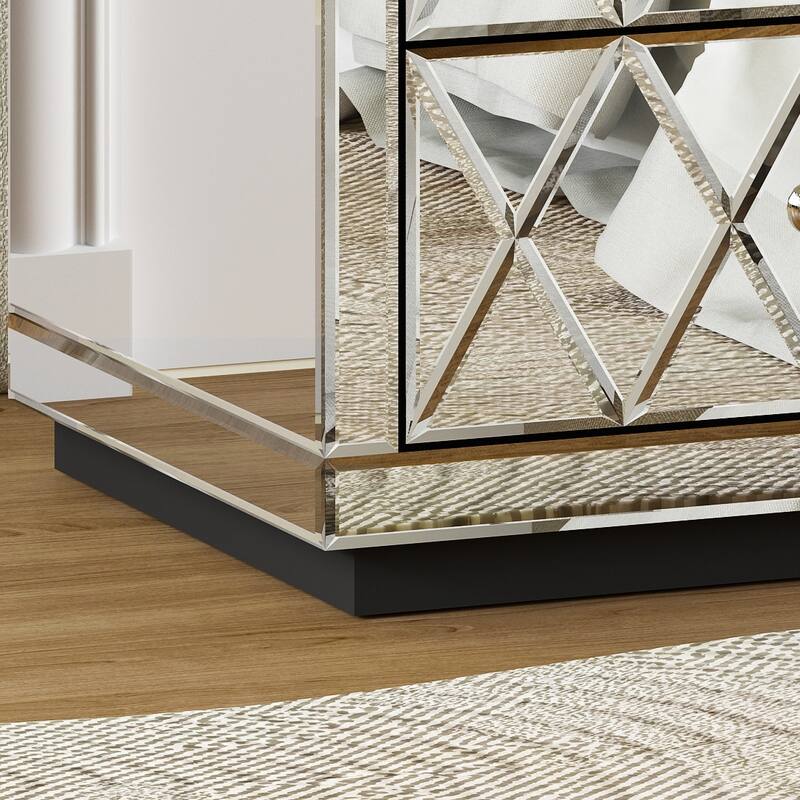 Mirrored Accent Nightstand with 3Drawers Bed Bath & Beyond 37291553