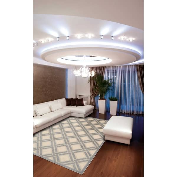 slide 2 of 16, Nourison Graphic Illusions Contemporary Geometric Diamond Area Rug 3'6" x 5'6" - Ivory