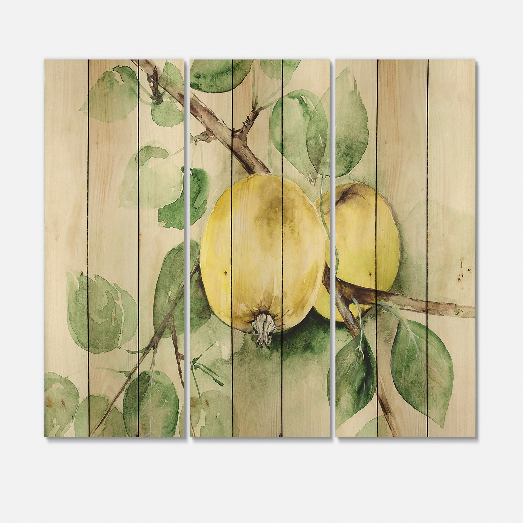 Designart 'Vintage Green Appels' Farmhouse Print on Natural-image