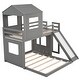 preview thumbnail 20 of 39, Full double wooden bed with slide and guardrail, antique grey