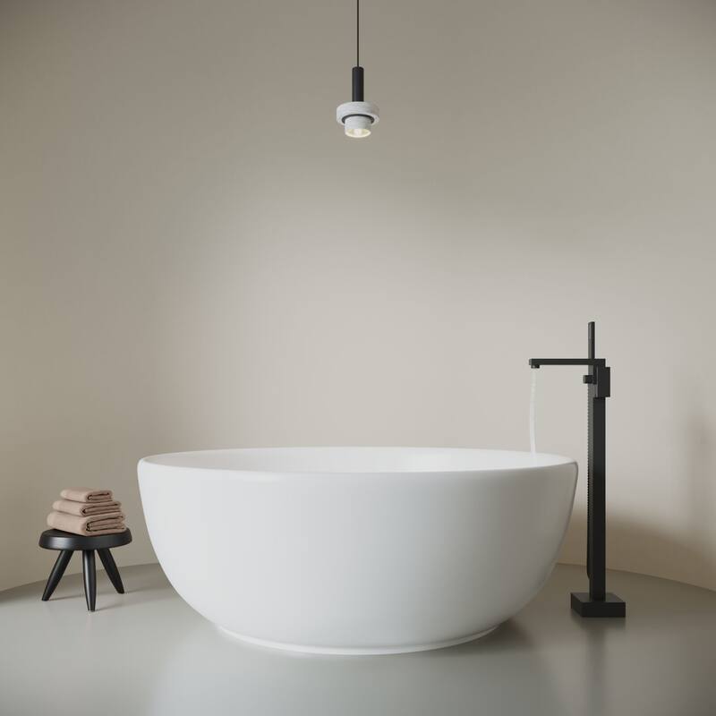 Repose 59" Stone Resin Soaking Tub - Round - 59D x 59W x 22H