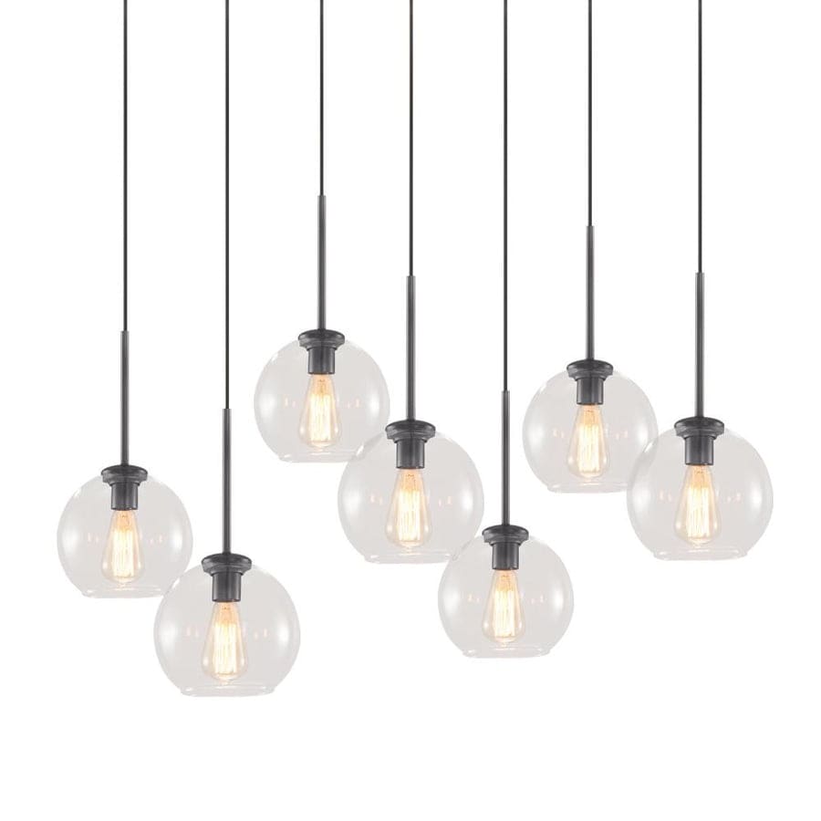 7-Light Glass Globe Kitchen Island Pendant Light
