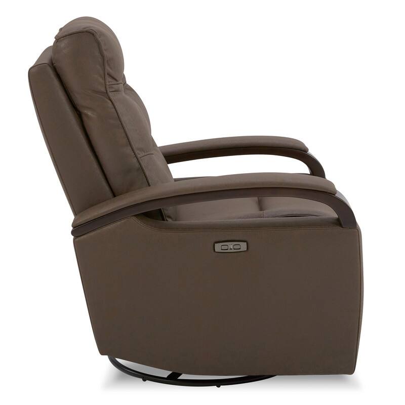Spruce & Spring Regan Leather Power Recliner Swivel Glider Rocker with Power Headrest