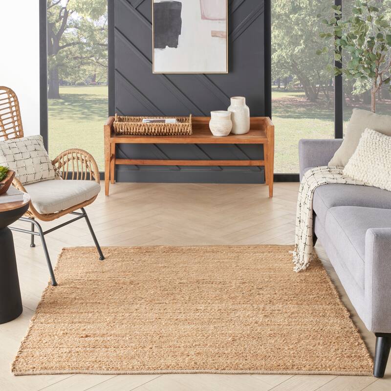 Nourison Natural Jute Indoor only Solid Area Rug