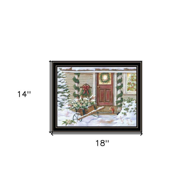 HomeRoots Decorated Holiday Porch Black Framed Wall Art