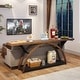 preview thumbnail 23 of 24, 2-Tier Narrow Long Console Sofa Table with Semi-Circular Frame for Entryway,Gray Hallway Accent Tables