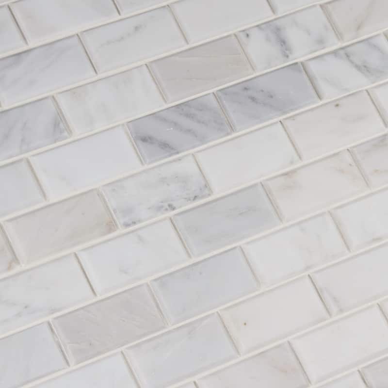 Ackland AKM-S-2X4BSWH-CA 12" x 12" Marble and Travertine Brick Wall