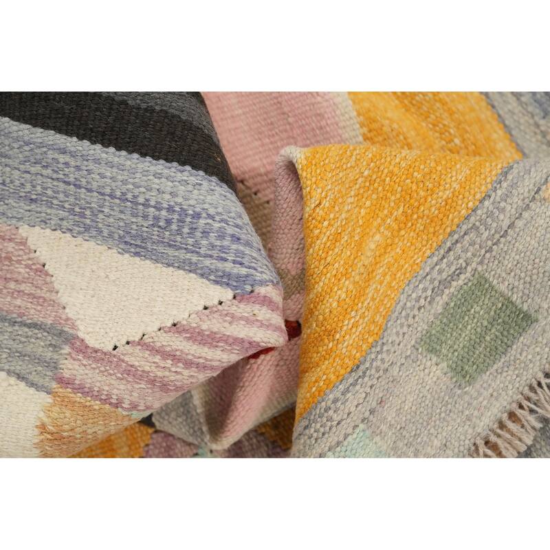 Hand Woven Oriental 100% Wool Carpet Southwestern Tribal Multi-Colored Kilim Area Rug - 8' 10'' X 5' 10''