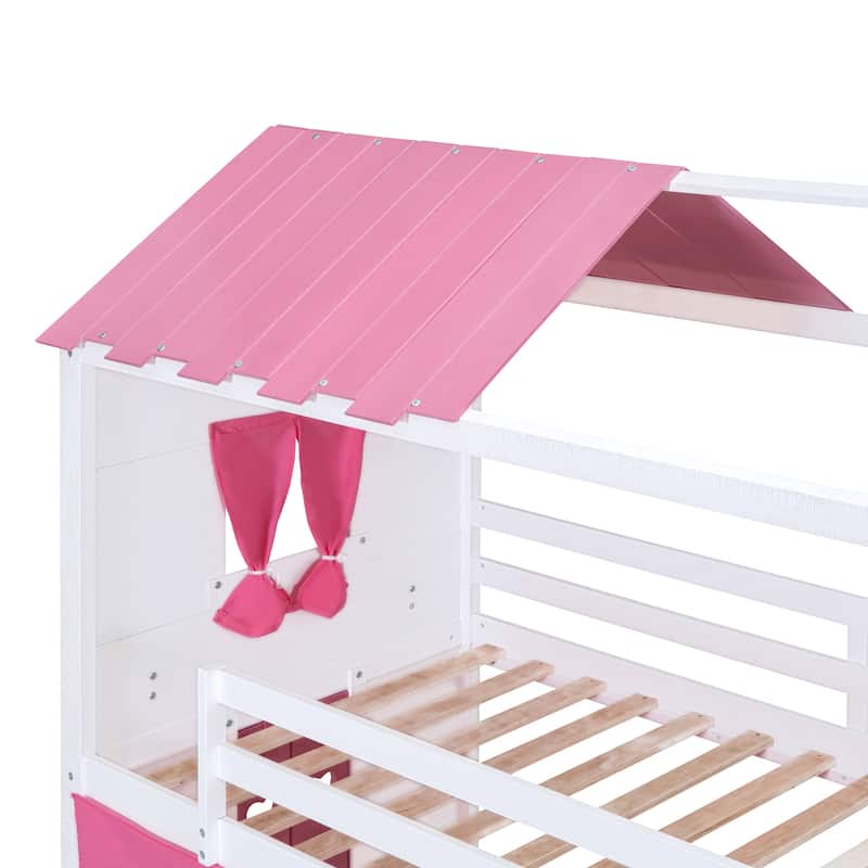Wood Castle Bunk Bed with Slide