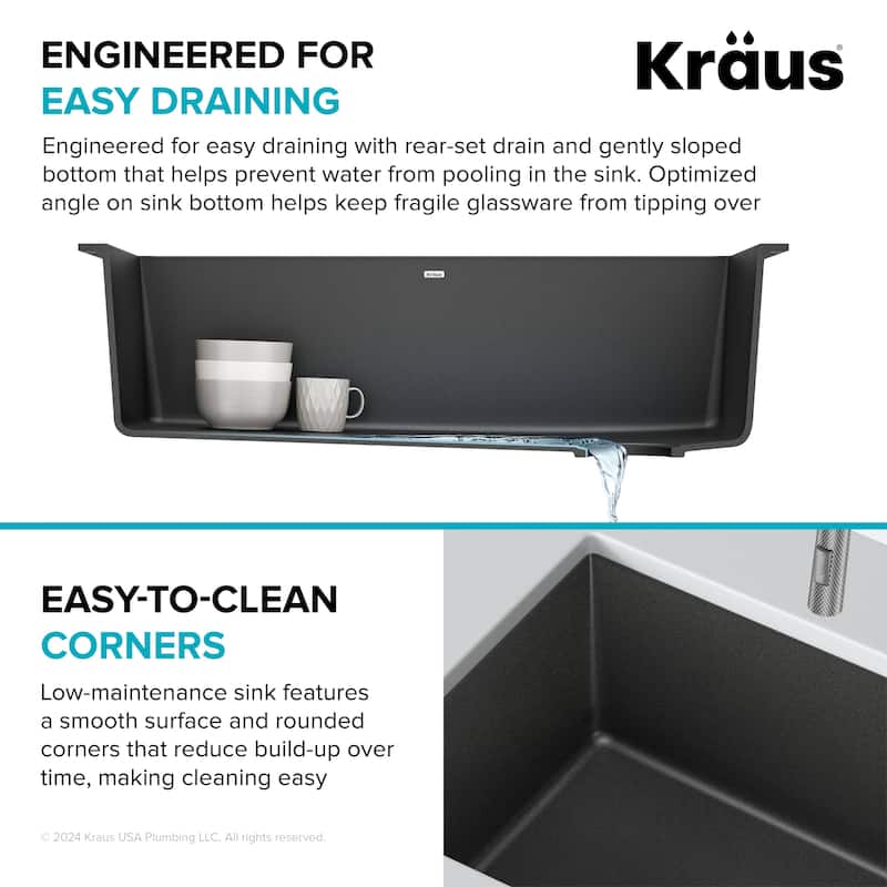 KRAUS Forteza Granite 32 inch 1-Bowl Undermount Kitchen Sink