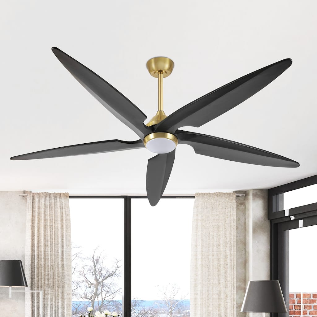 GetLedel 64" Solid Wood 5-Blade Dimmable LED Ceiling Fan with Remote and Light