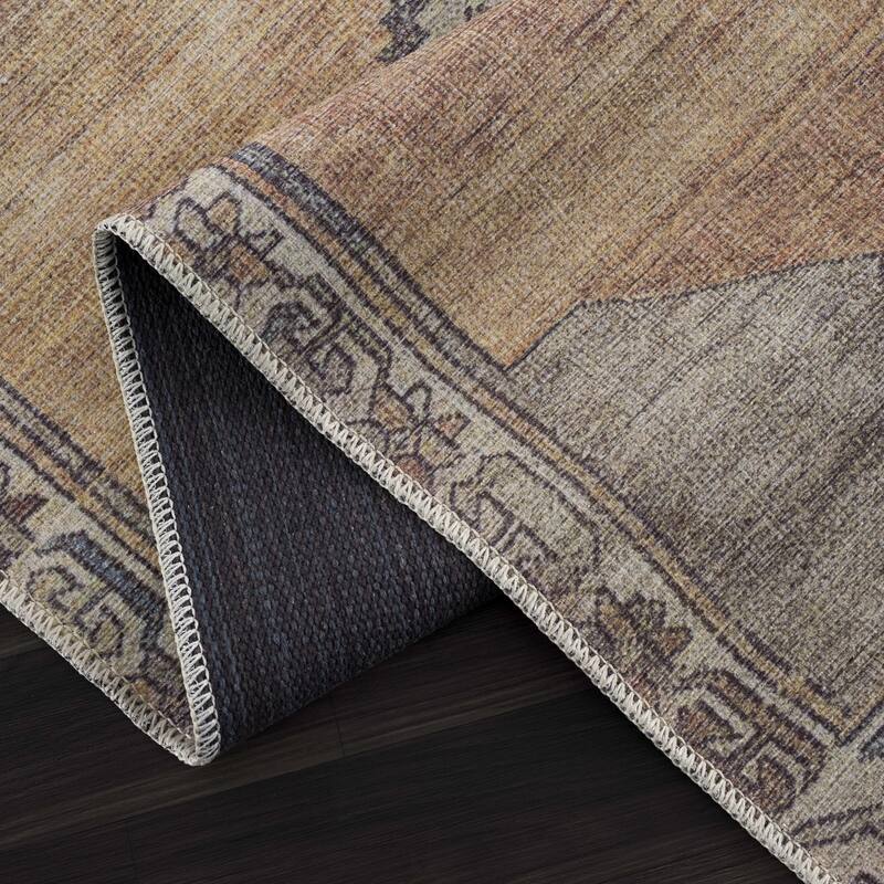 Hauteloom AUY Collection Machine Washable Persian Medallion Area Rug