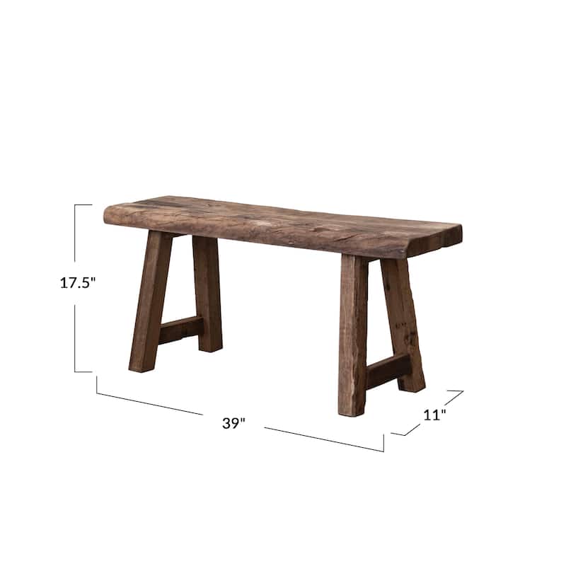 Reclaimed Wood Bench - 39.0"L x 11.0"W x 17.5"H