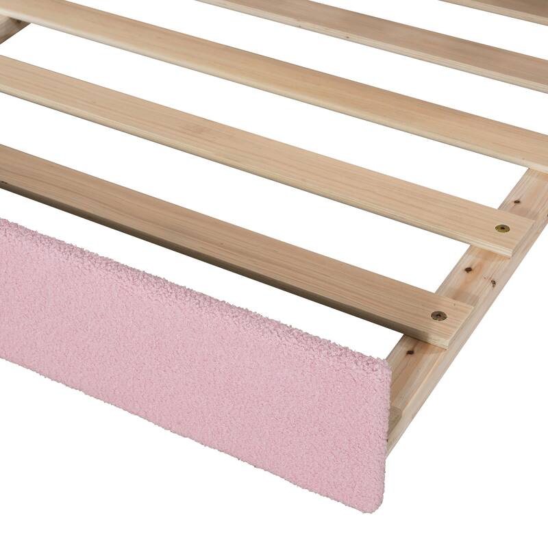 Teddy Fleece Daybed Leisure Upholstered Daybed Frame with Storage Armrest and Integrated Bluetooth Audio System and Trundle