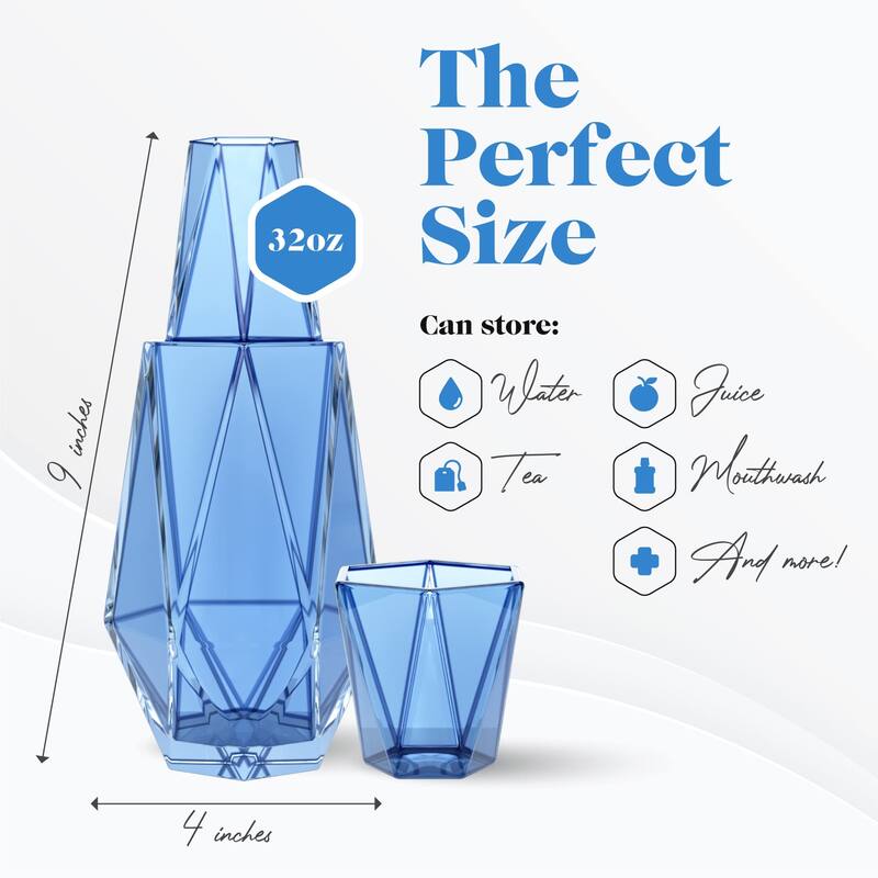 American Atelier Geometric Bedside Carafe and Tumbler Glass Lid - 37 oz.