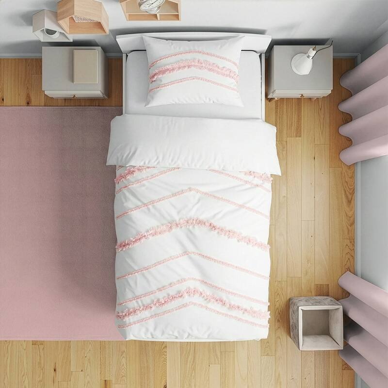 Sweet Jojo Designs Pink Cotton Boho Bohemian Girl 5pc Toddler-size Comforter Set - Blush, Farmhouse, Shabby Chic, Macrame Tuft