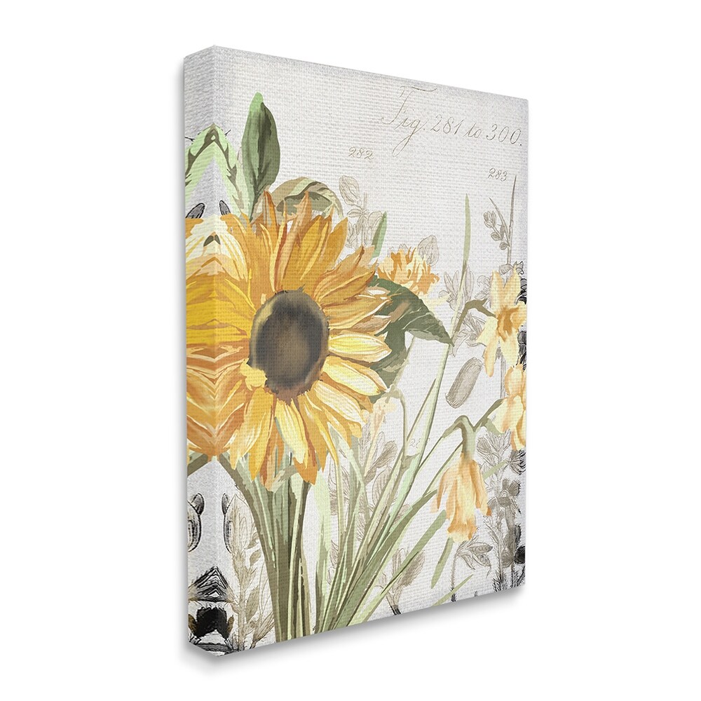 Stupell Soft Sunflower Floral over Vintage Plant-image