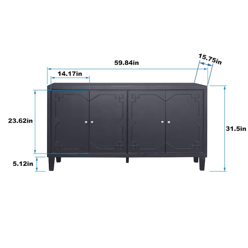 Matte Black 4 Door Wooden Cabinet