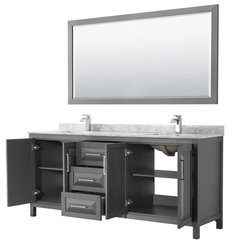 Daria 80-inch Double Vanity, Marble Top, 70-inch Mirror