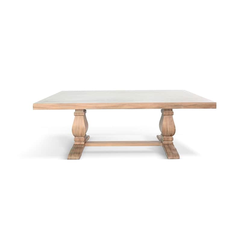 Anna Dining Table, Carved Legs, Natural Wheat Wood, 84 Inch Rectangular - White, Natural Wheat Brown
