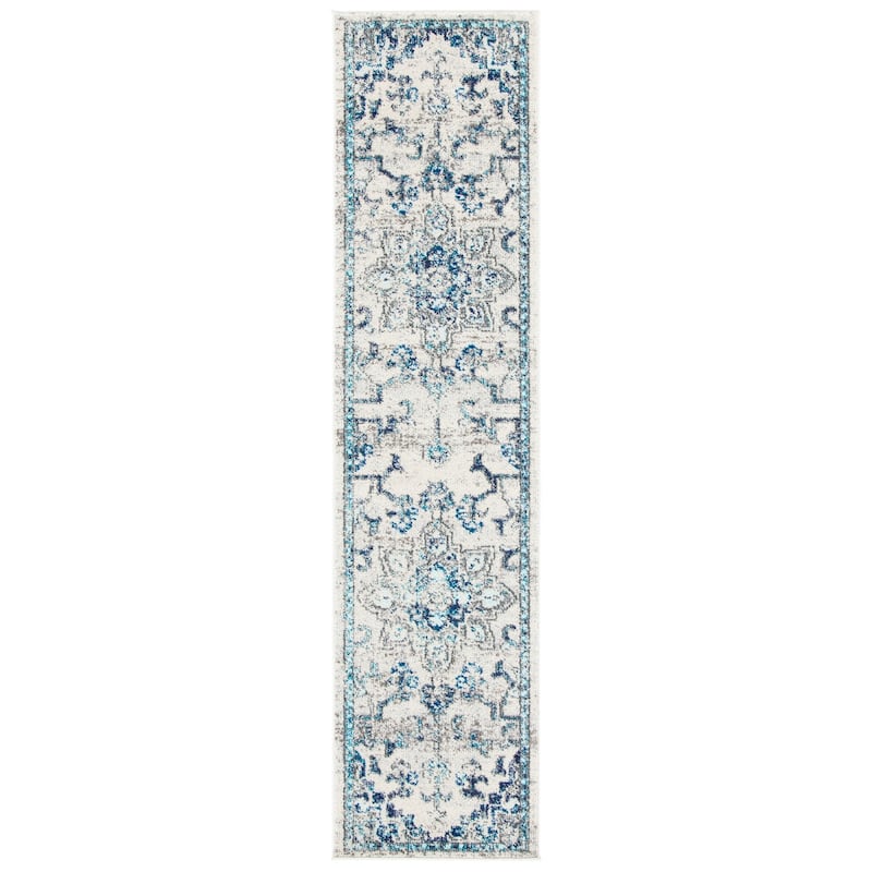 SAFAVIEH Madison Diederike Boho Medallion Distressed Rug - 2'2" x 22' Runner - Ivory/Grey - Runner