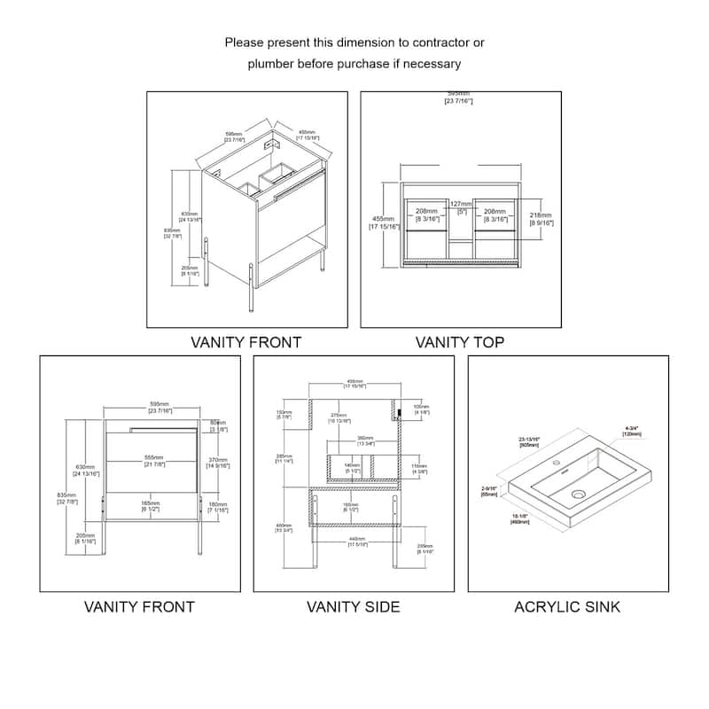 Freestanding Bathroom Vanity Set with Open Shelf & Topmounted Sink