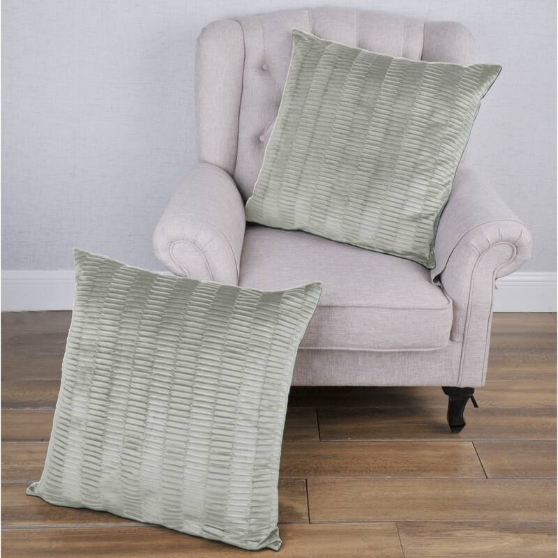 Agnew Pleated Velvet Decorative Throw Pillow Cover Set, NO INSERT - 26" x 26" - Silver