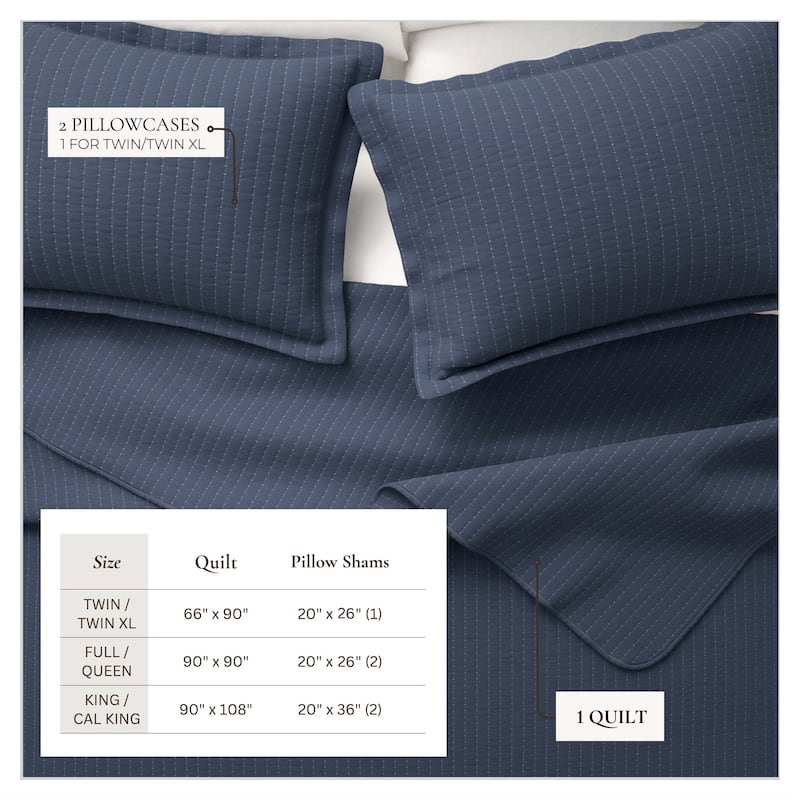 Linery & Co. Detailed Channel Stitch Microfiber Quilt Set With Shams.