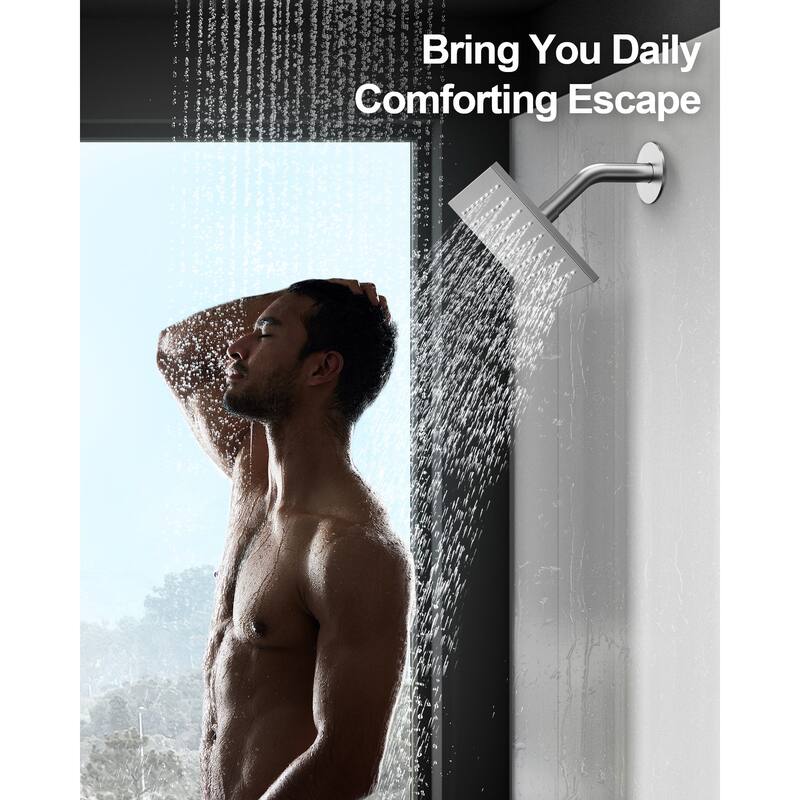 GRANDJOY Dual Shower Heads System 12" & 6" Rainfall Shower Head with Handheld Sprayer