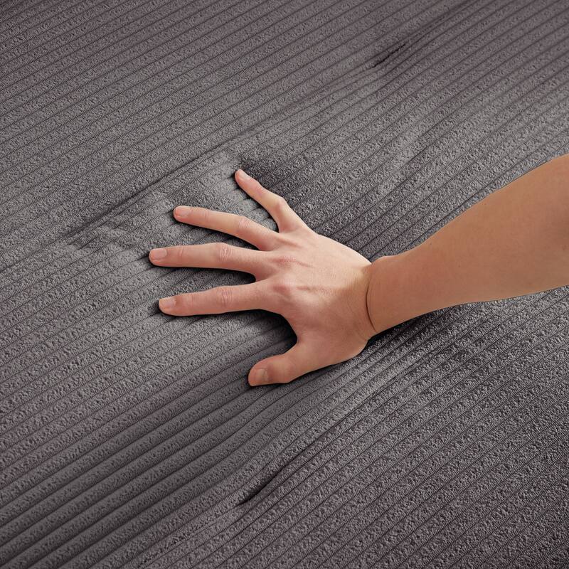 Grey 94" Corduroy 3-in-1 Convertible Sofa