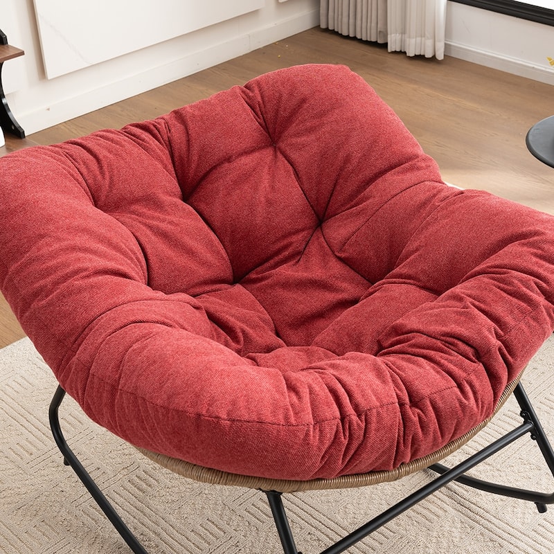 Wicker Rocking Chair Accent Chair with Ergonomic Design, Gentle Rocking Motion Lounge Chair for Living Room