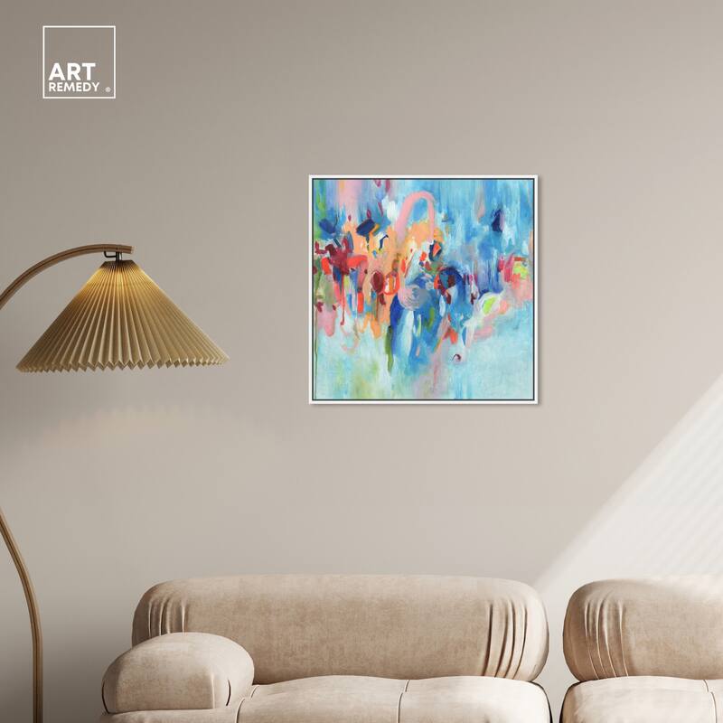 Art Remedy New Sky Framed Blue Abstract 1 Piece Canvas Wall Art
