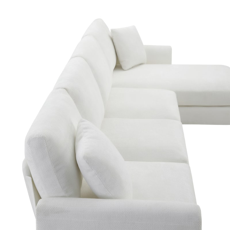 119" 5-seat Chenille Sectional Sofa with 2 Pillows, Luxury L-shaped Sofa Set for Livingroom Oversized Sofa Chaise Lounge